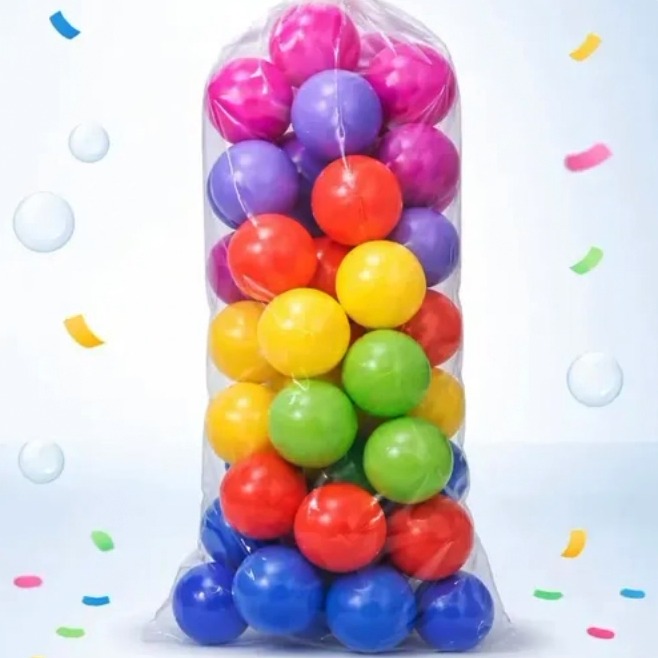 Kit 50 Bolinhas Coloridas Grandes Bg Brinquedos 7.6 cm